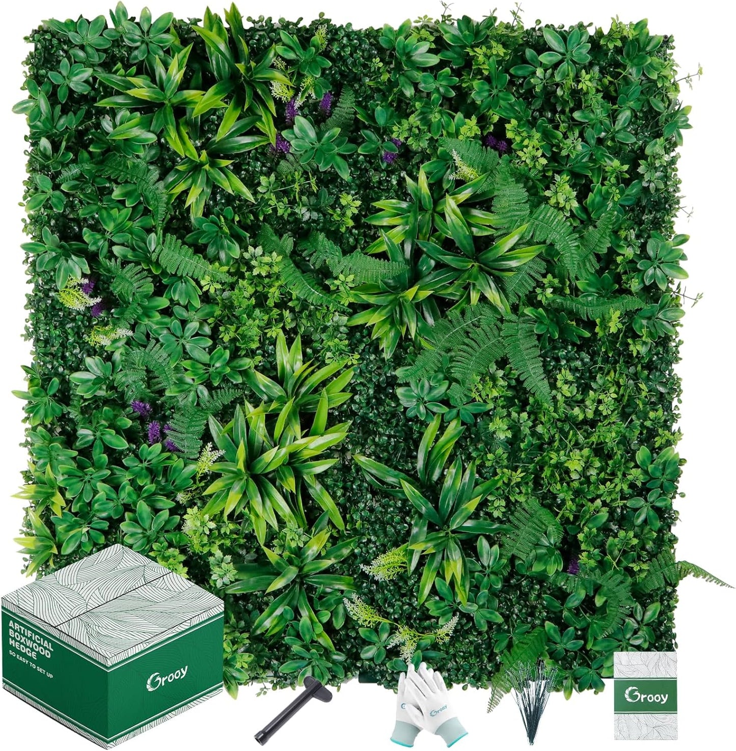 Artificial Boxwood Panels, Grass Wall Panels 20"x20"(16pcs), Privacy Hedge Fence Screen with UV Protection, Fake Greenery Backdrop for Indoor Wedding and Outdoor Garden Backyard