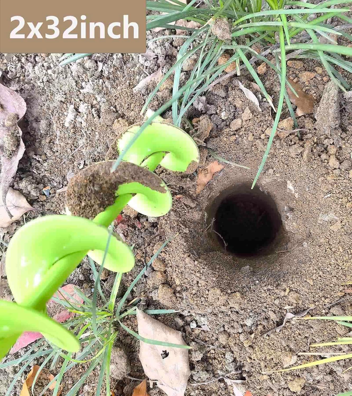 Auger Drill Bits for Planting 3x16.5in and 2x32in Solid Shaft Plant Flower Bulb Auger Spiral Hole Drill Rapid Planter Earth Post Umbrella Hole Digger for 3/8" Hex Drive Drill (2, 3"x16.5"+2" x32in)