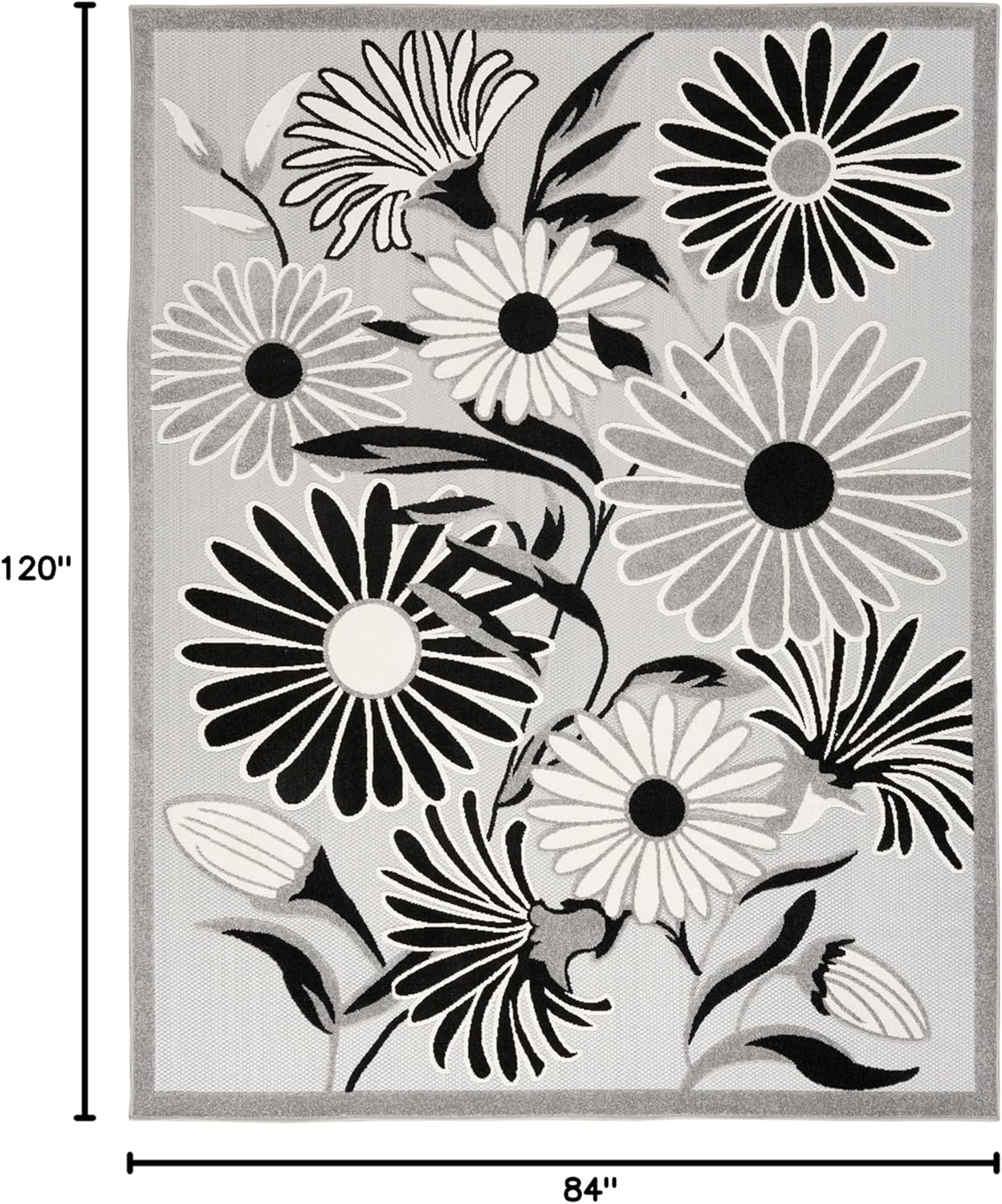 Nourison Home Aloha 7' x 10' Black White Fabric Contemporary Area Rug (7' x 10')