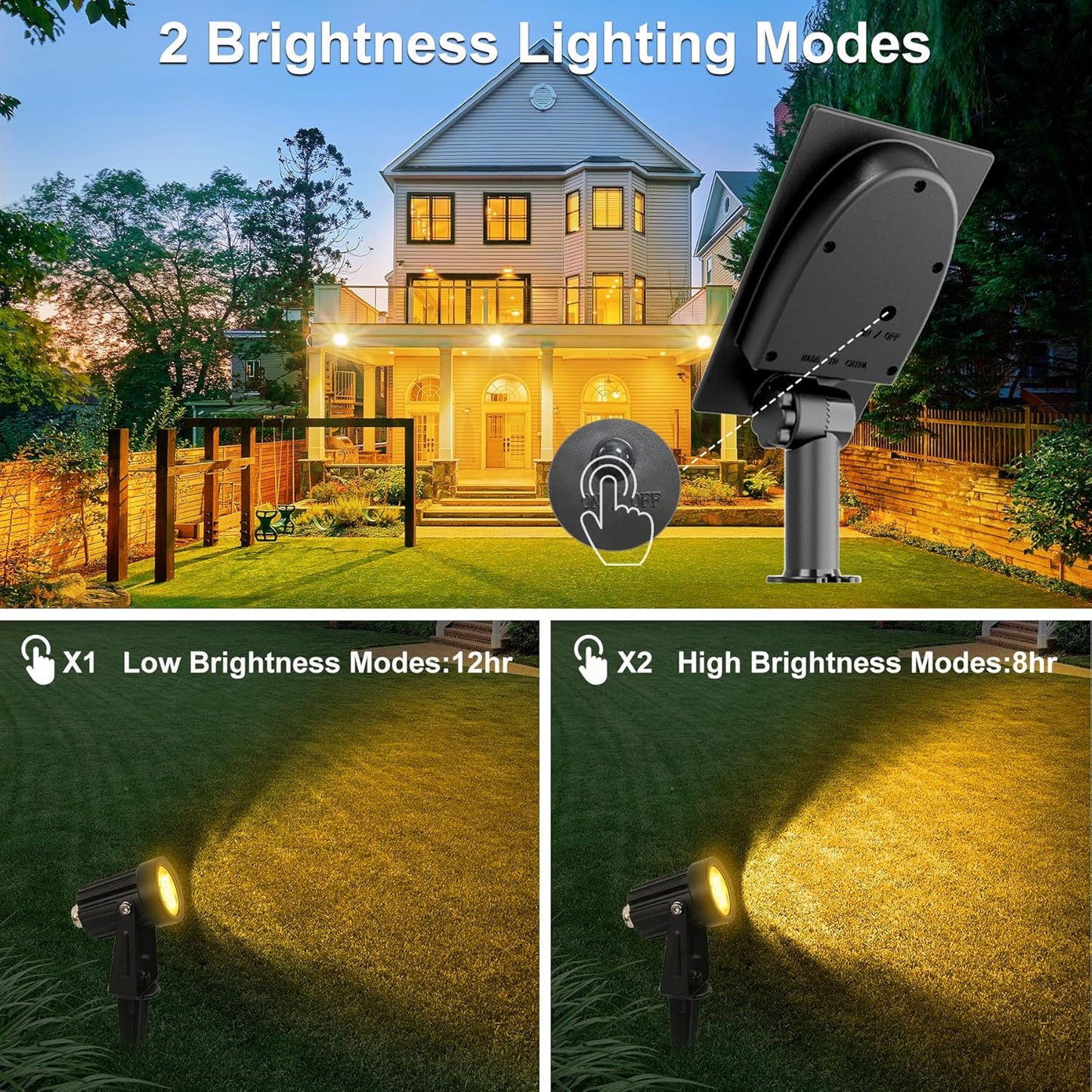 Solar Spot Lights Outdoor, Solar Landscape Spotlights IP65 Waterproof 9.8ft Cable,Auto On/Off Outdoor Wall Lights for Garden Yard Driveway Porch Walkway Pool (3000K Warm White)