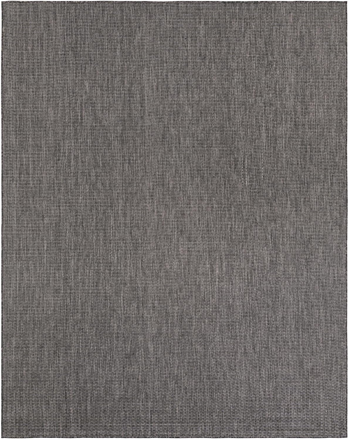 Unique Loom Outdoor Solid Collection Area Rug (7' 10" x 10' Rectangle Black/Ivory)