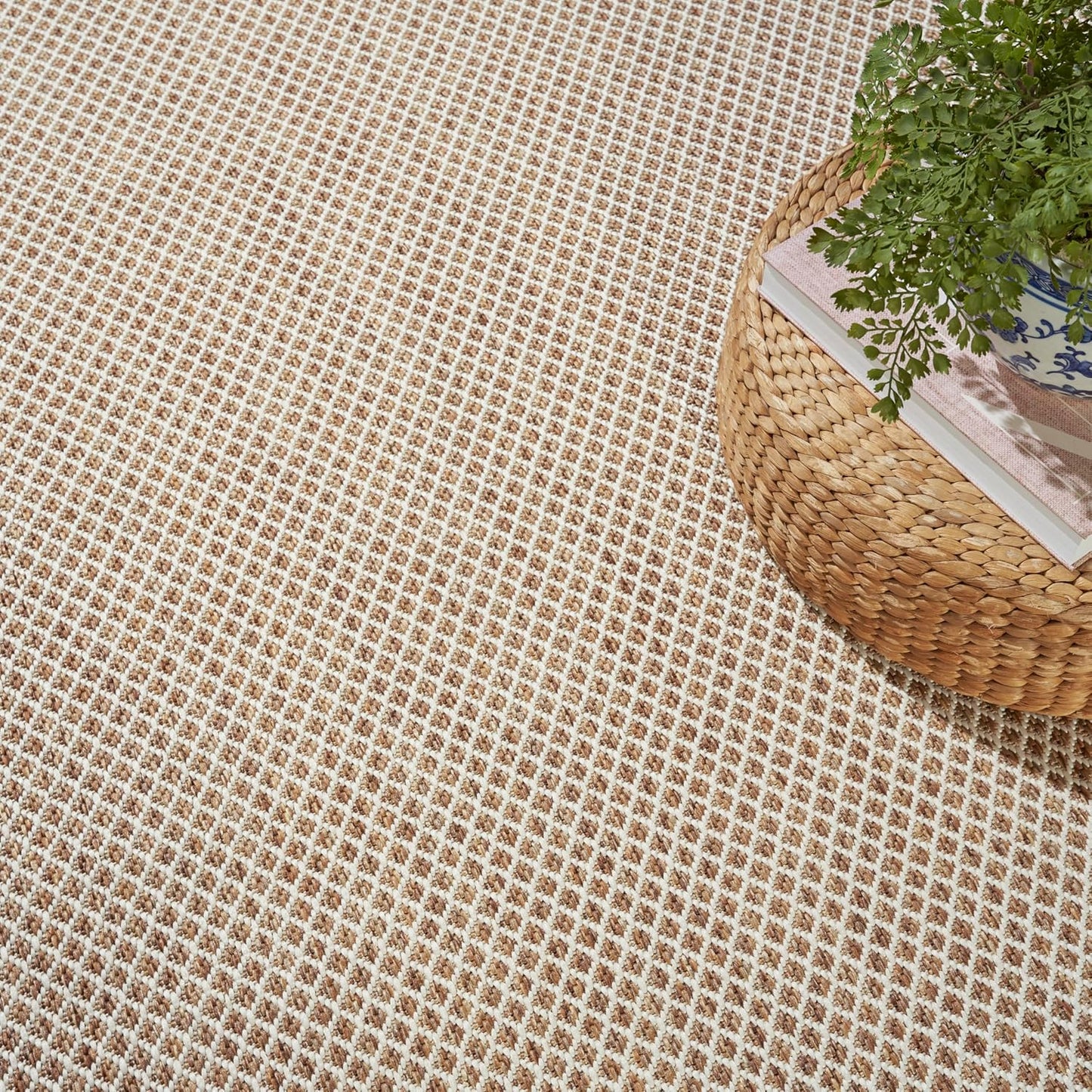 Nourison Home Courtyard Jute Ivory 9' x 12' Area Rug - Easy Clean, Non Shedding, Bed Room, Living Room, Dining Room, Kitchen (9' x 12')