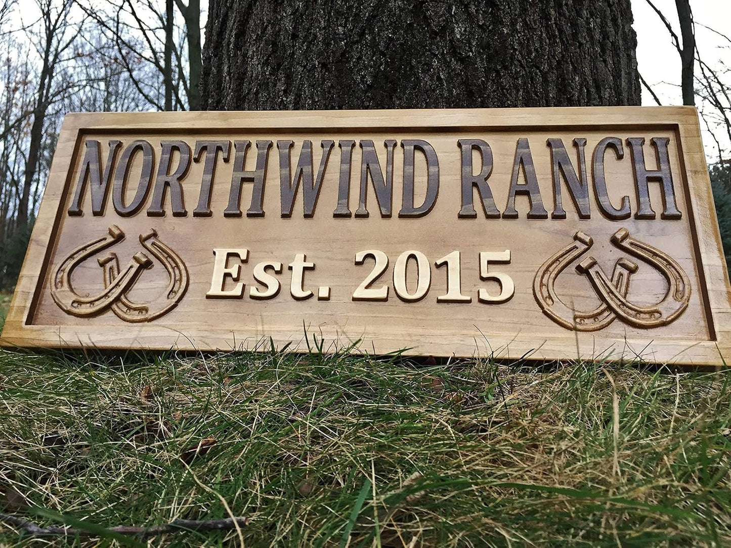 Personalized Ranch Sign Rustic Wood Sign Personalized Couples Gift Custom Wooden Sign Family Last Name Established Gift Stall Sign Horse Barn Horseshoe Decor Western 5 Year Anniversary