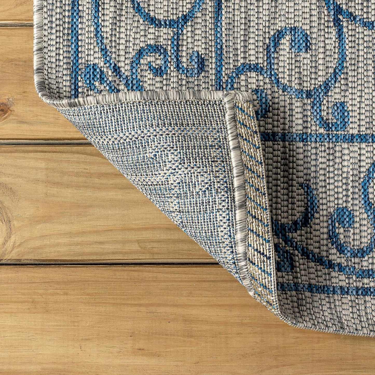 JONATHAN Y SMB106C-8TGN Charleston Vintage Filigree Textured Weave Gray/Navy 8' Octagon Indoor/Outdoor Area Rug, Non-Shedding, Stain Resistant,Fade Resistant, Easy-Cleaning for Backyard Patio, Porch