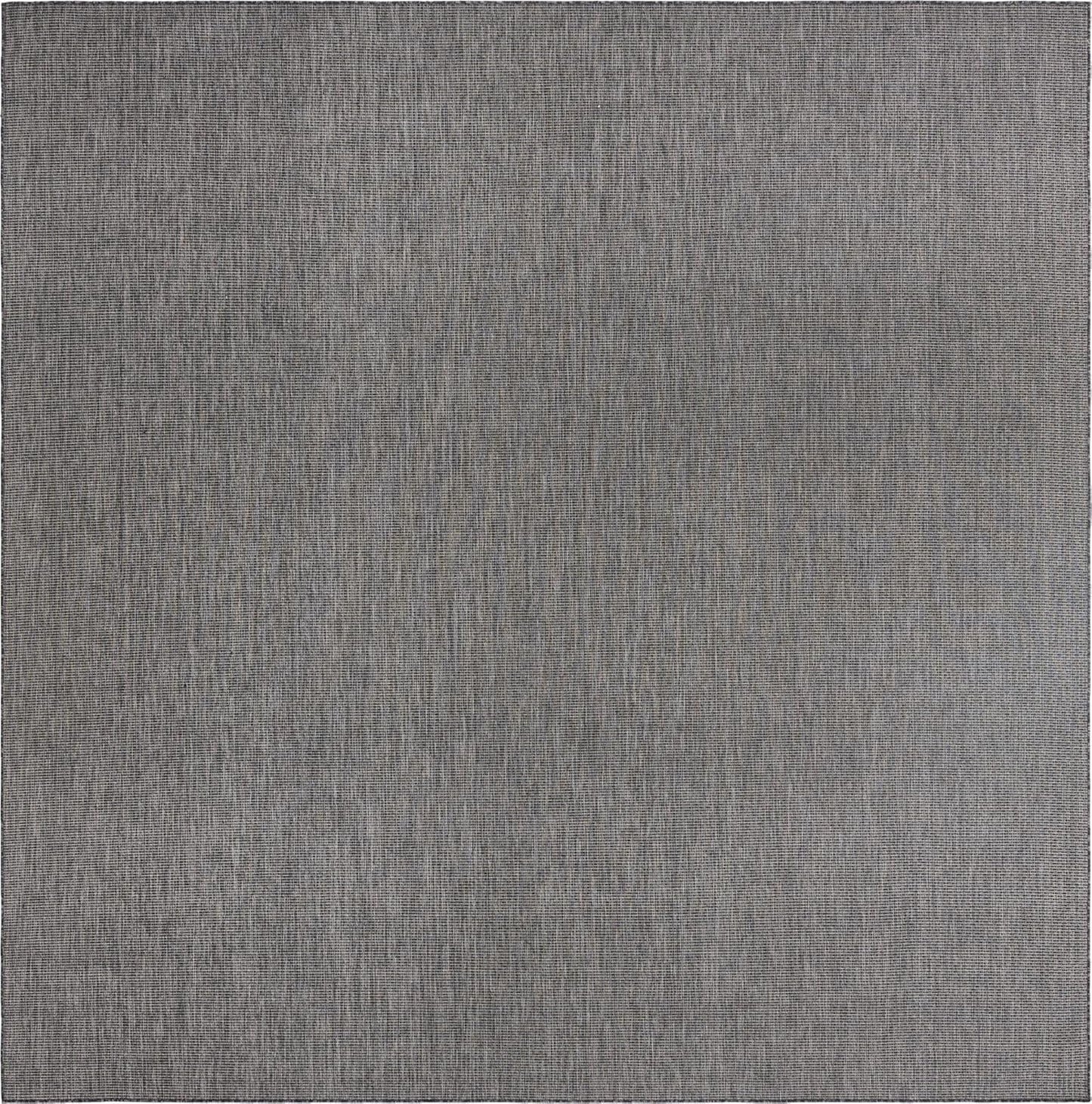 Unique Loom Collection Casual Transitional Solid Heathered Indoor/Outdoor Flatweave Area Rug (13' Square, Black/Ivory)