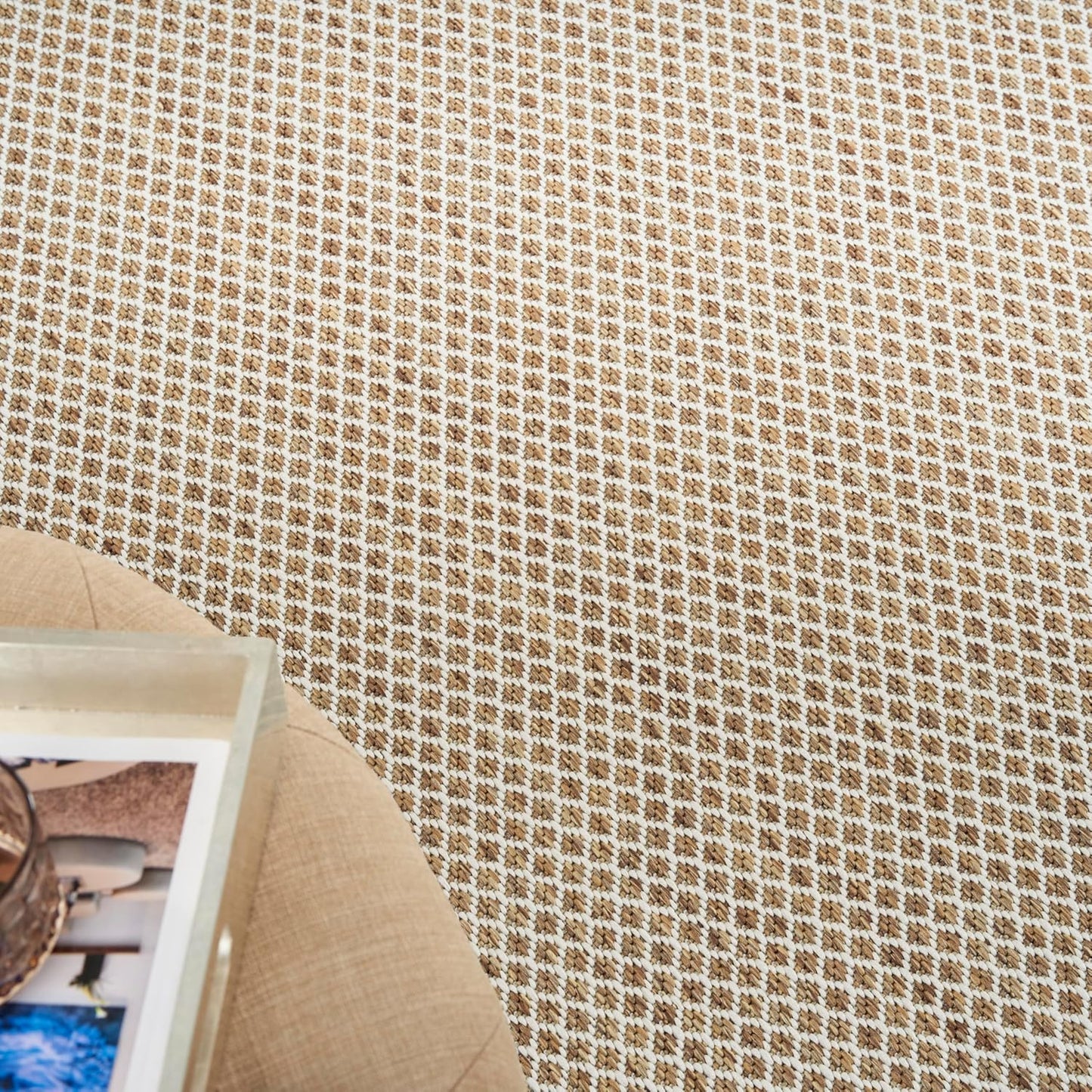 Nourison Home Courtyard Jute Ivory 6' x 9' Area Rug - Easy Clean, Non Shedding, Bedroom, Living Room, Dining Room, Kitchen