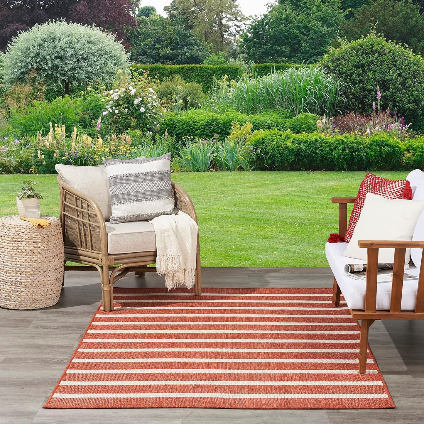 Nourison Home Positano 5' x 7' Fabric Terracotta Area Rug