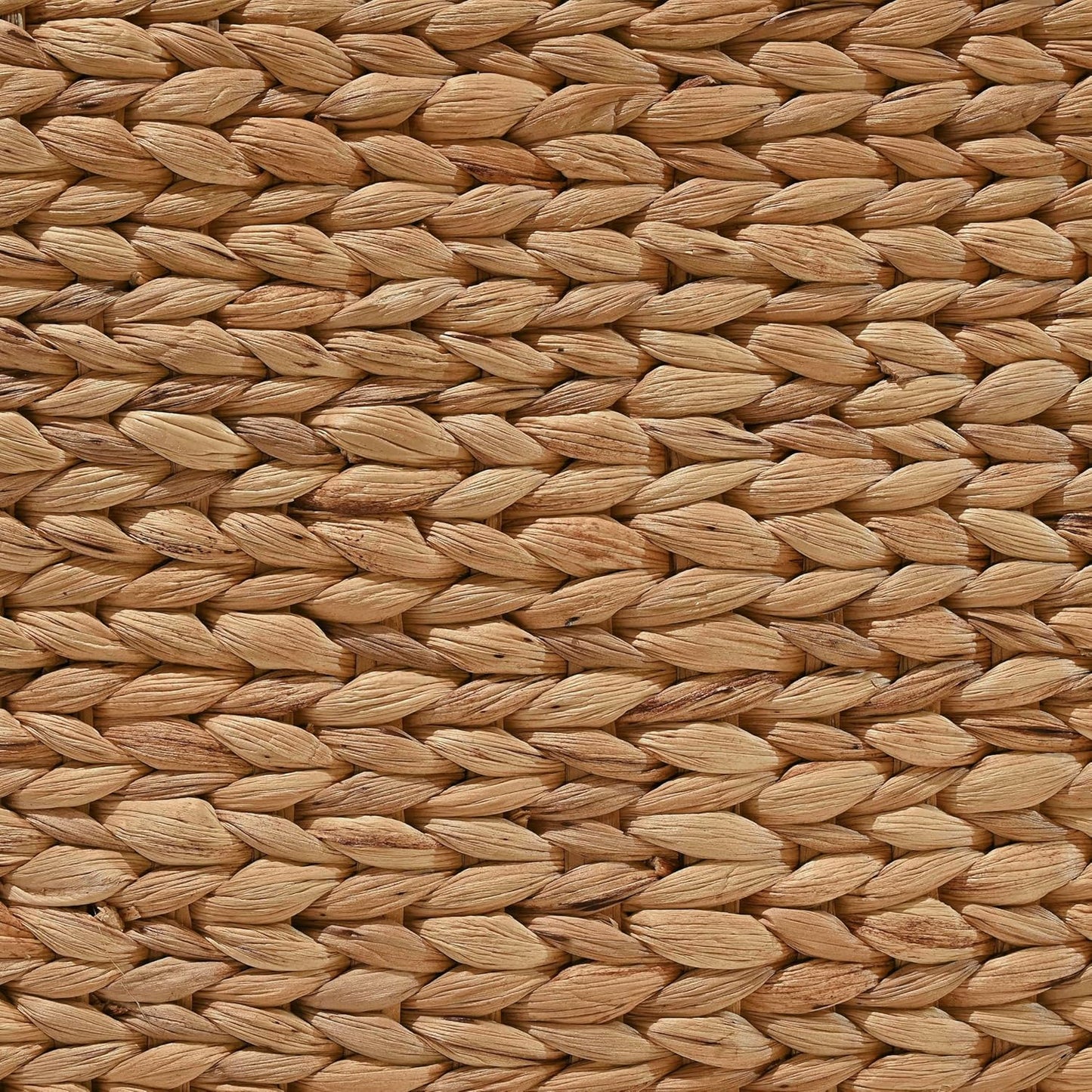 happimess BSK2001A-3SET Clara Farmhouse Classic Handwoven Hyacinth Rectangle Floor Wicker Storage Baskets with Handles, Natural (Set of 3), Seagrass Containers for Decoration in Living Room, Bedroom